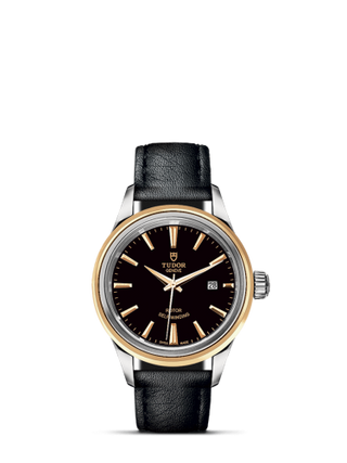 Tudor - 12103-0009  Style 28 Stainless Steel / Yellow Gold / Black / Strap