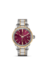 Tudor Style 28 Stainless Steel / Yellow Gold / Burgundy-Diamond / Bracelet (12103-0013)