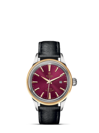 Tudor - 12103-0014  Style 28 Stainless Steel / Yellow Gold / Burgundy / Strap