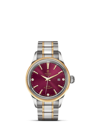 Tudor - 12103-0015  Style 28 Stainless Steel / Yellow Gold / Burgundy-Diamond / Bracelet