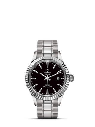 Tudor - 12110-0003  Style 28 Stainless Steel / Fluted / Black / Bracelet