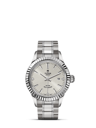 Tudor - 12110-0007  Style 28 Stainless Steel / Fluted / Silver-Diamond / Bracelet