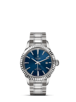 Tudor Style 28 Stainless Steel / Fluted / Blue / Strap (12110-0013)