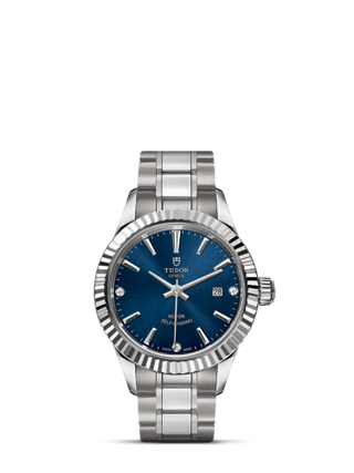 Tudor - 12110-0017  Style 28 Stainless Steel / Fluted / Blue-Diamond / Bracelet