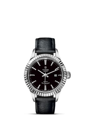 Tudor - 12110-0022  Style 28 Stainless Steel / Fluted / Black / Strap