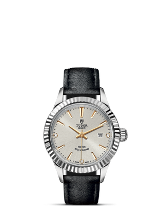 Tudor - 12110-0026  Style 28 Stainless Steel / Fluted / Silver-Diamond / Strap