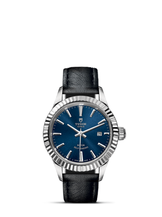 Tudor - 12110-0027  Style 28 Stainless Steel / Fluted / Blue / Strap