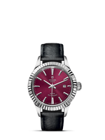 Tudor Style 28 Stainless Steel / Fluted / Burgundy-Diamond / Strap (12110-0028)