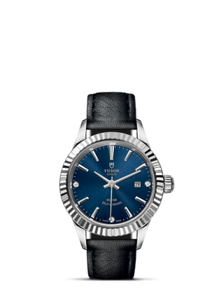 Tudor - 12110-0029  Style 28 Stainless Steel / Fluted / Blue-Diamond / Strap