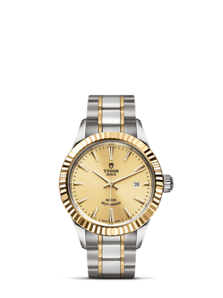 Tudor - 12113-0001  Style 28 Stainless Steel / Yellow Gold / Fluted / Champagne / Bracelet