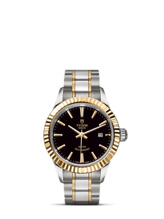 Tudor - 12113-0005  Style 28 Stainless Steel / Yellow Gold / Fluted / Black / Bracelet