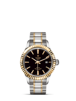 Tudor Style 28 Stainless Steel / Yellow Gold / Fluted / Black-Diamond / Bracelet (12113-0005)