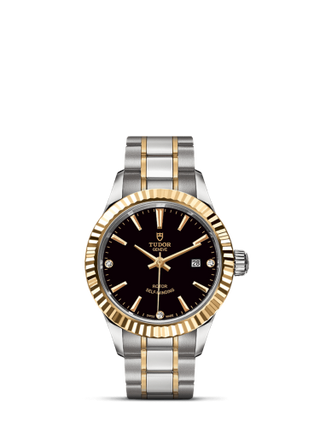 Tudor - 12113-0011  Style 28 Stainless Steel / Yellow Gold / Fluted / Black-Diamond / Bracelet