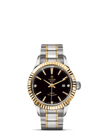 Tudor Style 28 Stainless Steel / Yellow Gold / Fluted / Black / Strap (12113-0011)