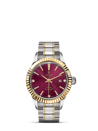 Tudor - 12113-0015  Style 28 Stainless Steel / Yellow Gold / Fluted / Burgundy-Diamond / Bracelet