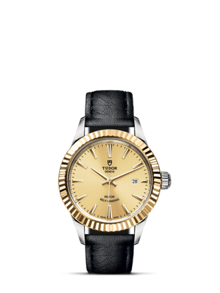 Tudor - 12113-0019  Style 28 Stainless Steel / Yellow Gold / Fluted / Champagne / Strap