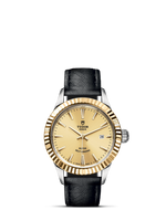 Tudor Style 28 Stainless Steel / Yellow Gold / Fluted / Burgundy-Diamond / Strap (12113-0019)