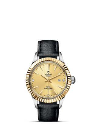 Tudor - 12113-0022  Style 28 Stainless Steel / Yellow Gold / Fluted / Champagne-Diamond / Strap