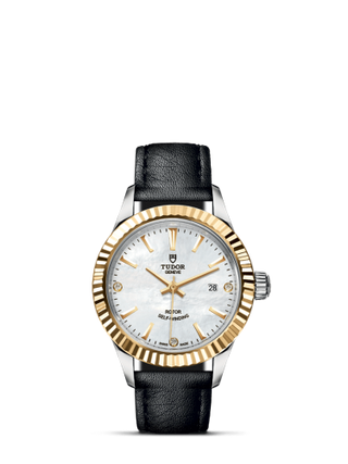 Tudor - 12113-0027  Style 28 Stainless Steel / Yellow Gold / Fluted / MOP-Diamond / Strap