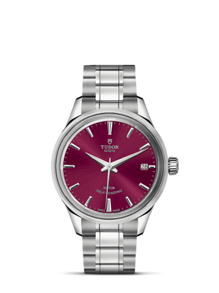 Tudor - 12300-0010  Style 34 Stainless Steel / Burgundy / Bracelet