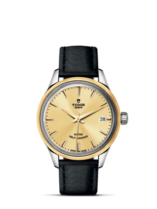 Tudor - 12303-0007  Style 34 Stainless Steel / Yellow Gold / Champagne / Strap