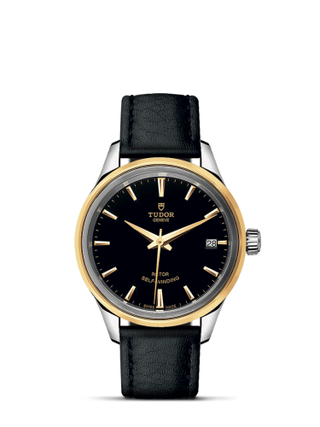 Tudor - 12303-0009  Style 34 Stainless Steel / Yellow Gold / Black / Strap