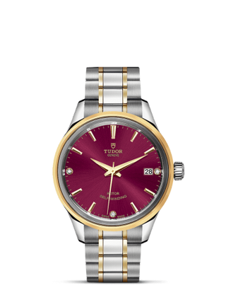 Tudor - 12303-0015  Style 34 Stainless Steel / Yellow Gold / Burgundy-Diamond / Bracelet