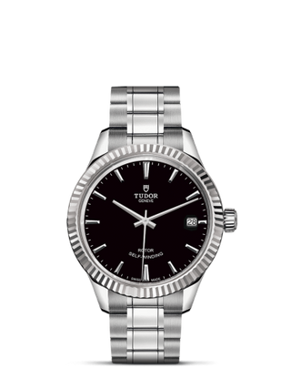 Tudor - 12310-0003  Style 34 Stainless Steel / Fluted / Black / Bracelet