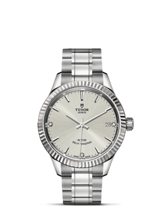 Tudor - 12310-0007  Style 34 Stainless Steel / Fluted / Silver-Diamond / Bracelet