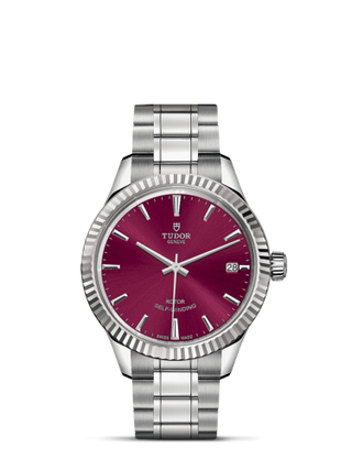 Tudor - 12310-0015  Style 34 Stainless Steel / Fluted / Burgundy / Bracelet