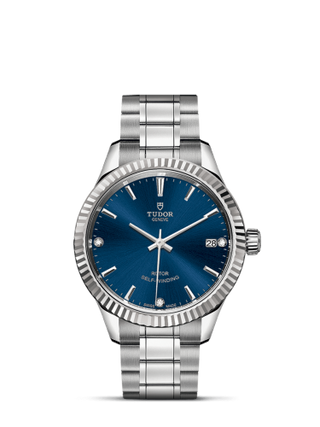 Tudor - 12310-0017  Style 34 Stainless Steel / Fluted / Blue-Diamond / Bracelet