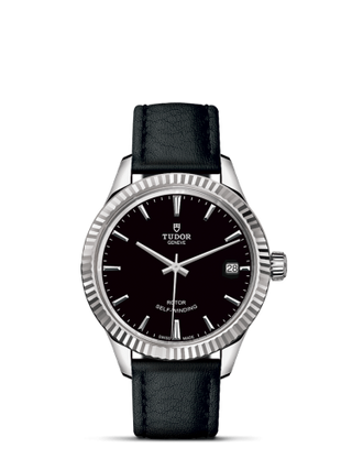 Tudor - 12310-0022  Style 34 Stainless Steel / Fluted / Black / Strap