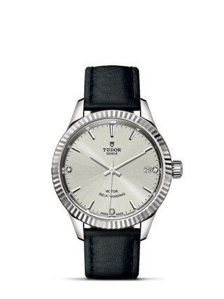 Tudor - 12310-0024  Style 34 Stainless Steel / Fluted / Silver-Diamond / Strap