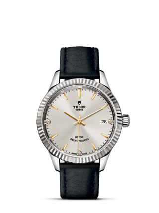 Tudor - 12310-0026  Style 34 Stainless Steel / Fluted / Silver-Diamond / Strap