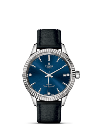 Tudor - 12310-0029  Style 34 Stainless Steel / Fluted / Blue-Diamond / Strap