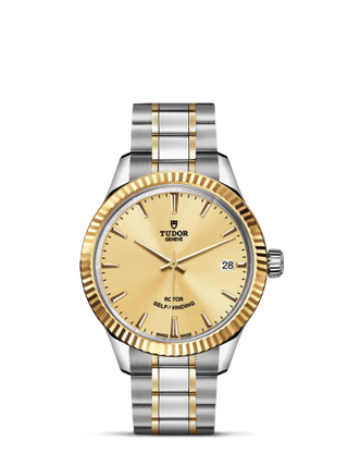 Tudor - 12313-0001  Style 34 Stainless Steel / Yellow Gold / Fluted / Champagne / Bracelet