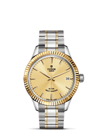 Tudor Style 34 Stainless Steel / Yellow Gold / Fluted / Burgundy-Diamond / Bracelet (12313-0001)