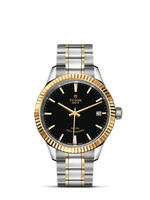 Tudor Style 34 Stainless Steel / Yellow Gold / Fluted / Black-Diamond / Bracelet (12313-0005)