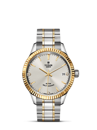 Tudor - 12313-0009  Style 34 Stainless Steel / Yellow Gold / Fluted / Silver-Diamond / Bracelet