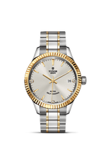 Tudor Style 34 Stainless Steel / Yellow Gold / Fluted / Burgundy / Bracelet (12313-0009)