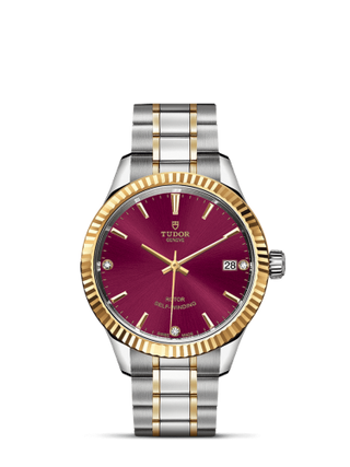 Tudor - 12313-0015  Style 34 Stainless Steel / Yellow Gold / Fluted / Burgundy-Diamond / Bracelet