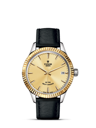 Tudor - 12313-0017  Style 34 Stainless Steel / Yellow Gold / Fluted / Champagne / Strap