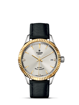 Tudor - 12313-0021  Style 34 Stainless Steel / Yellow Gold / Fluted / Silver-Diamond / Strap