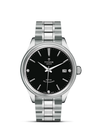 Tudor - 12500-0004  Style 38 Stainless Steel / Black-Diamond / Bracelet