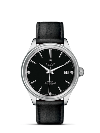 Tudor - 12500-0008  Style 38 Stainless Steel / Black-Diamond / Strap