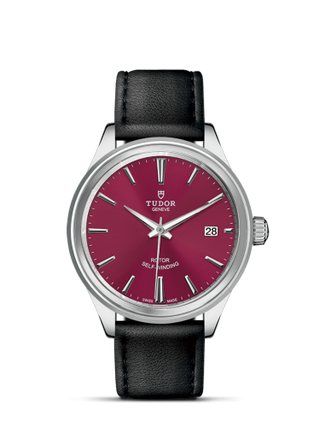 Tudor - 12500-0012  Style 38 Stainless Steel / Burgundy / Strap