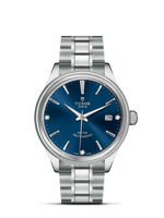 Tudor Style 38 Stainless Steel / Fluted / Blue-Diamond / Strap (12500-0013)