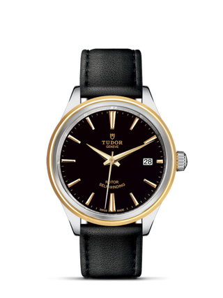 Tudor - 12503-0009  Style 38 Stainless Steel / Yellow Gold / Black / Strap