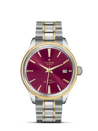 Tudor - 12503-0013  Style 38 Stainless Steel / Yellow Gold / Burgundy / Bracelet