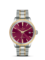 Tudor Style 38 Stainless Steel / Yellow Gold / Burgundy / Strap (12503-0013)